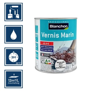Vernis marin incolore mat pour bateaux 1L - Blanchon 2