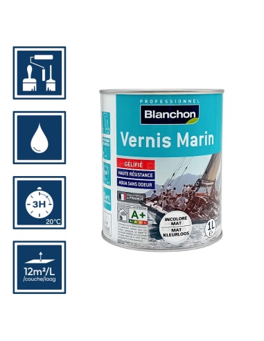 Pictos : application; temps de sĂ©chage 3h; nettoyage ustensiles Ă  l'eau; 12mÂČ/l/couches