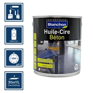 Huile cire béton aspect cire incolore 2,5L Blanchon 2