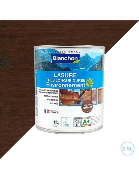 Blanchon lasure chêne foncé 2,5L pour volets, portails et poutres - Très longue durée environnement bio
