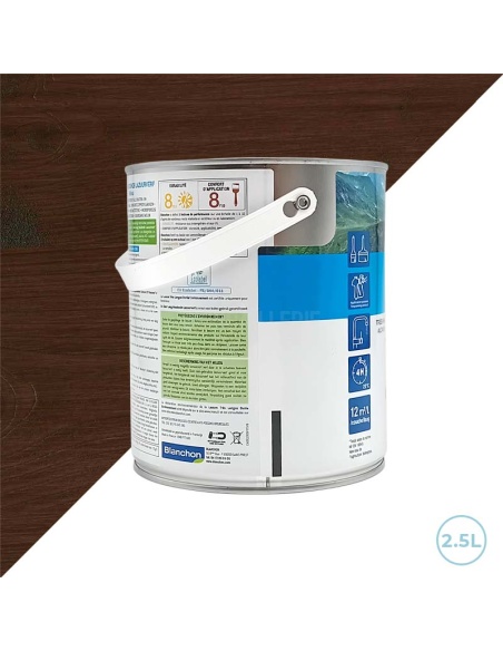 Blanchon lasure chêne foncé 2,5L pour volets, portails et poutres - Très longue durée environnement bio