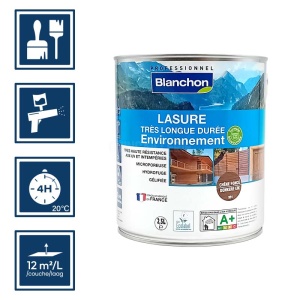 Blanchon lasure chêne foncé 2,5L pour volets, portails et poutres - Très longue durée environnement bio 2