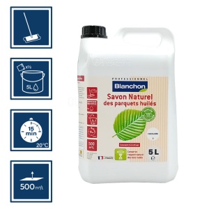 Savon incolore naturel biosourcé pour parquets huilés 5L Blanchon 2