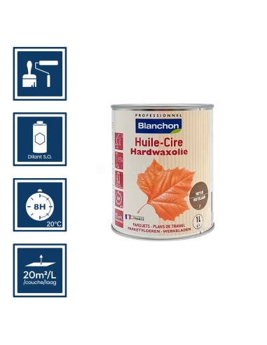 Pictos : application; temps de séchage; nettoyage ustensiles au diluant SO; 20m²/l/couche