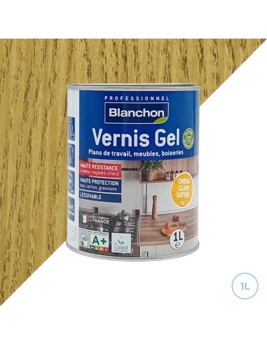 Vernis gel bio pour meubles et boiseries 1L - Blanchon chêne clair