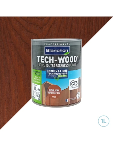 Blanchon - Lasure tech-wood bois extérieurs 1L chêne doré