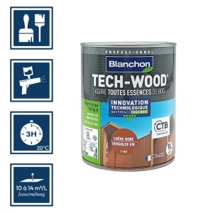 Blanchon - Lasure tech-wood bois extérieurs 1L chêne doré 2