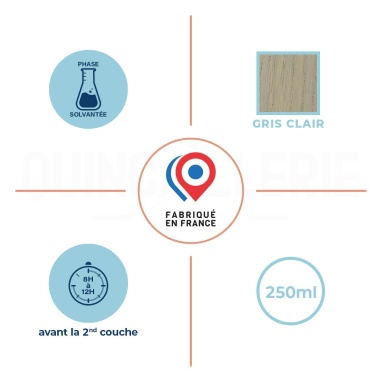 Phase solvantées, couleur Gris clair, 250 ml, 8 à 12 heures avant la seconde couche